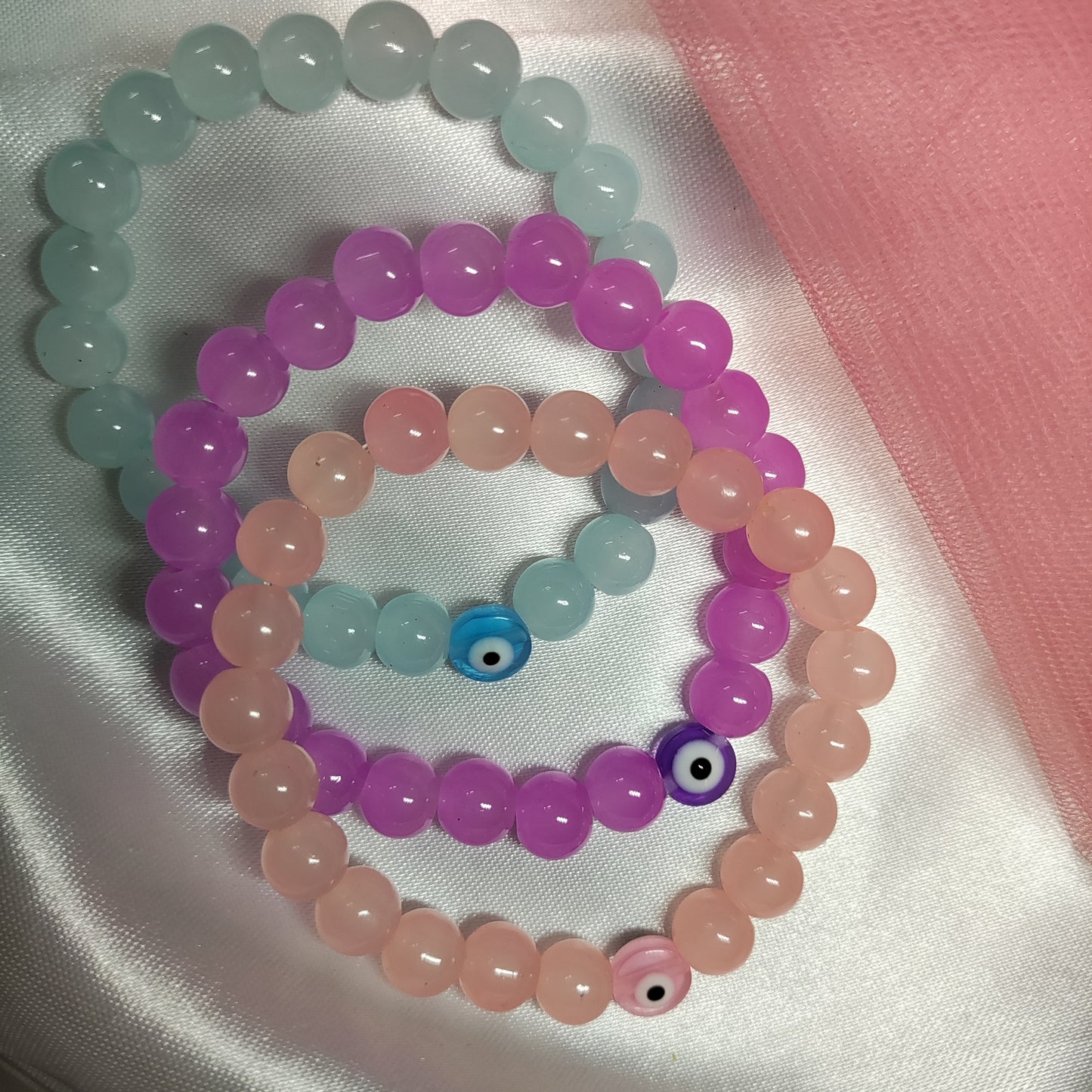 Peach lavender blue evil bracelet
