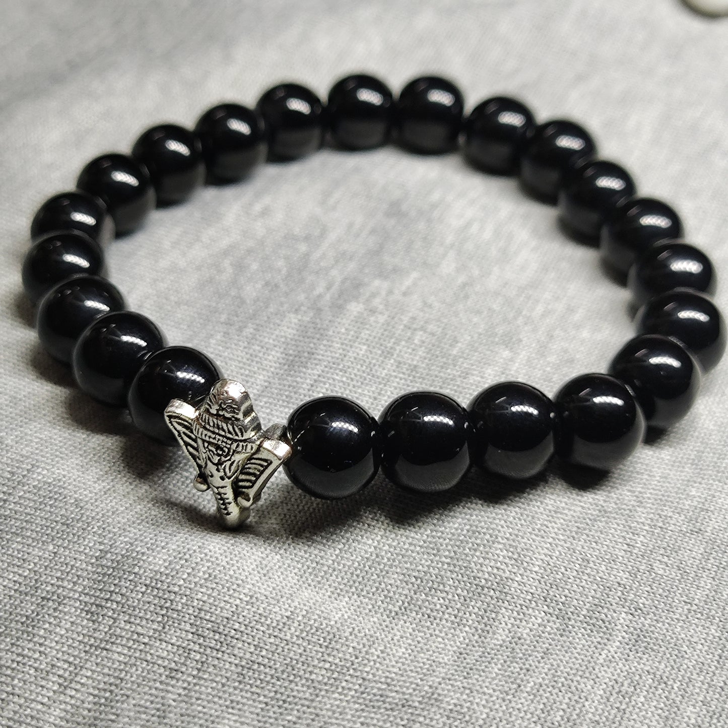 Ganesh black bead bracelet