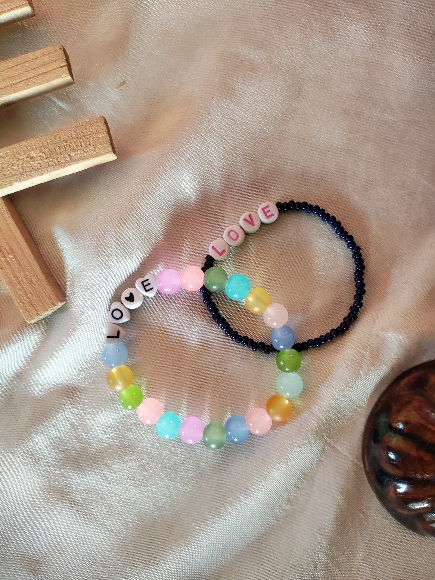 Multicolour love charm bracelet