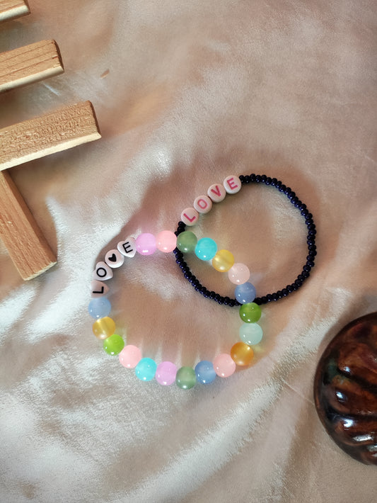 Multicolour love charm bracelet