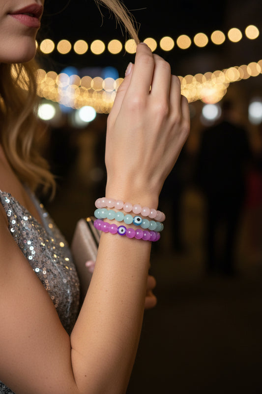 Peach lavender blue evil bracelet