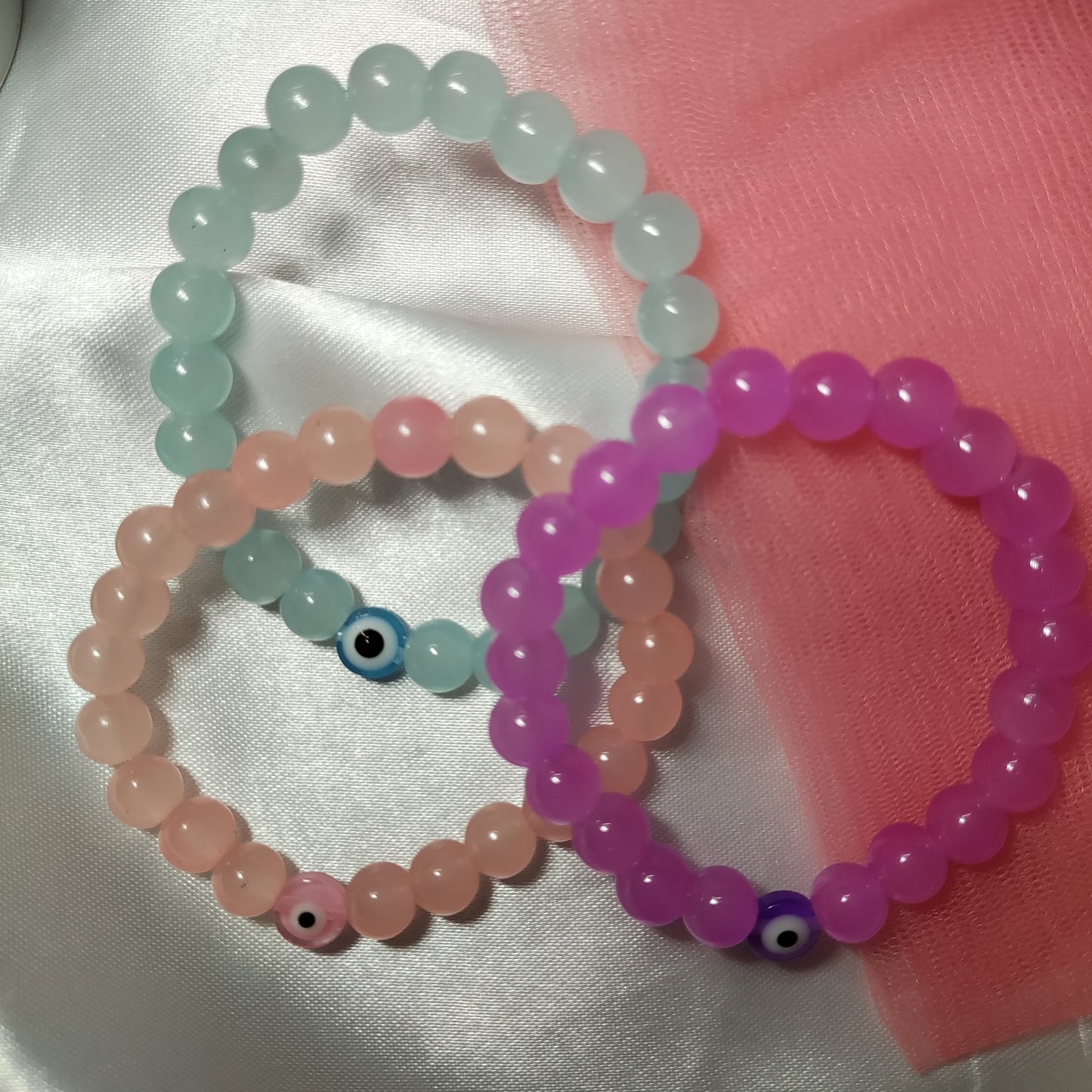 Peach lavender blue evil bracelet