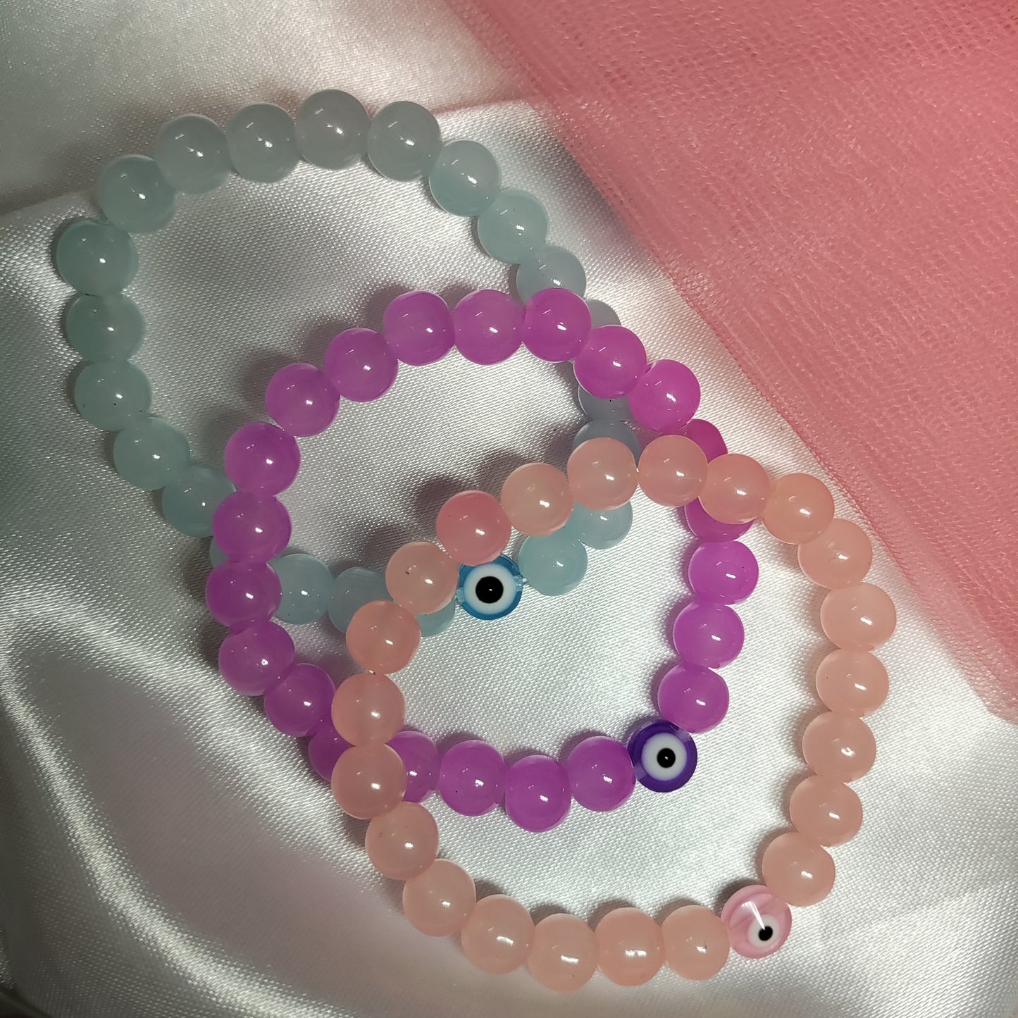 Peach lavender blue evil bracelet