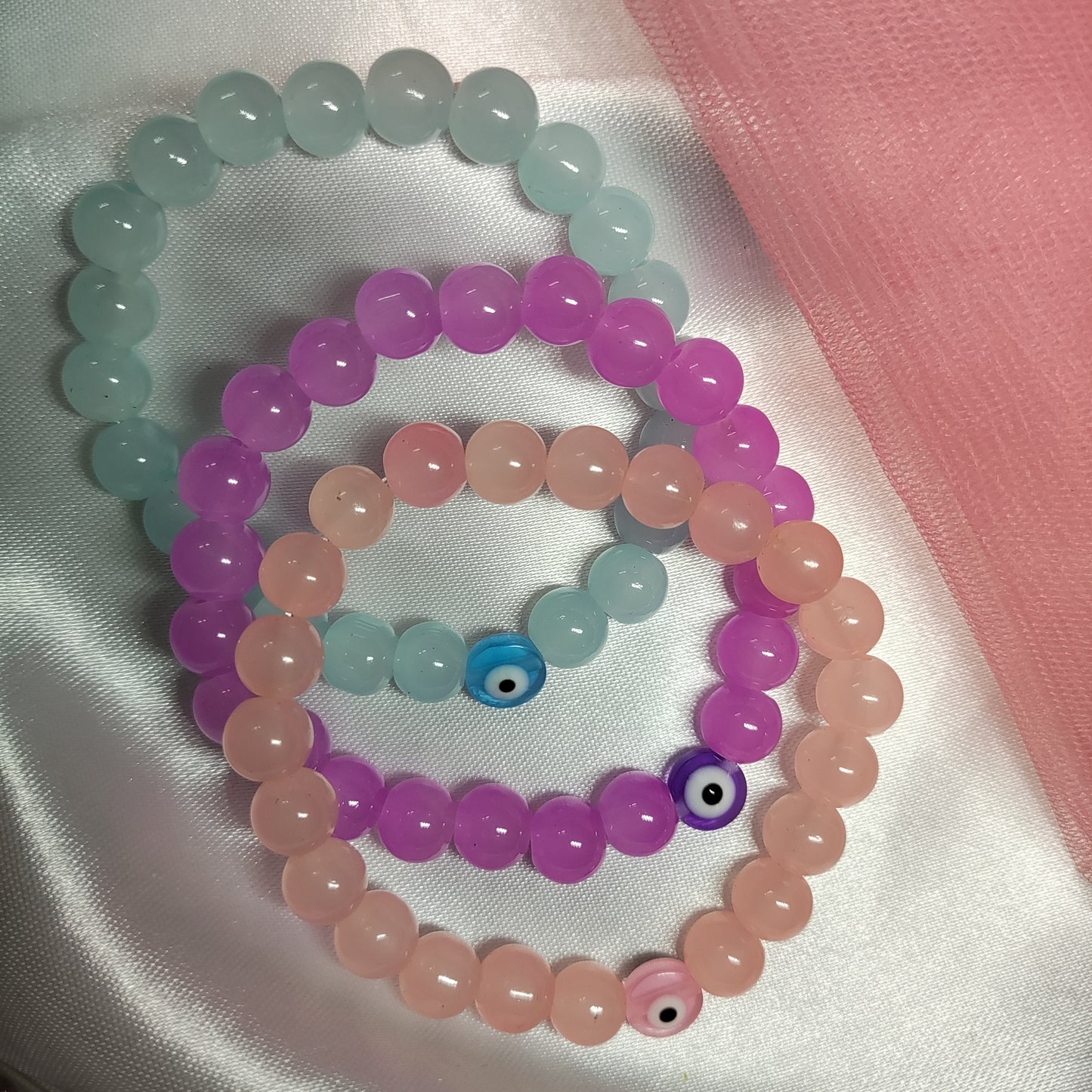 Peach lavender blue evil bracelet