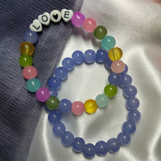 Blue and multicolour Love charm bracelet