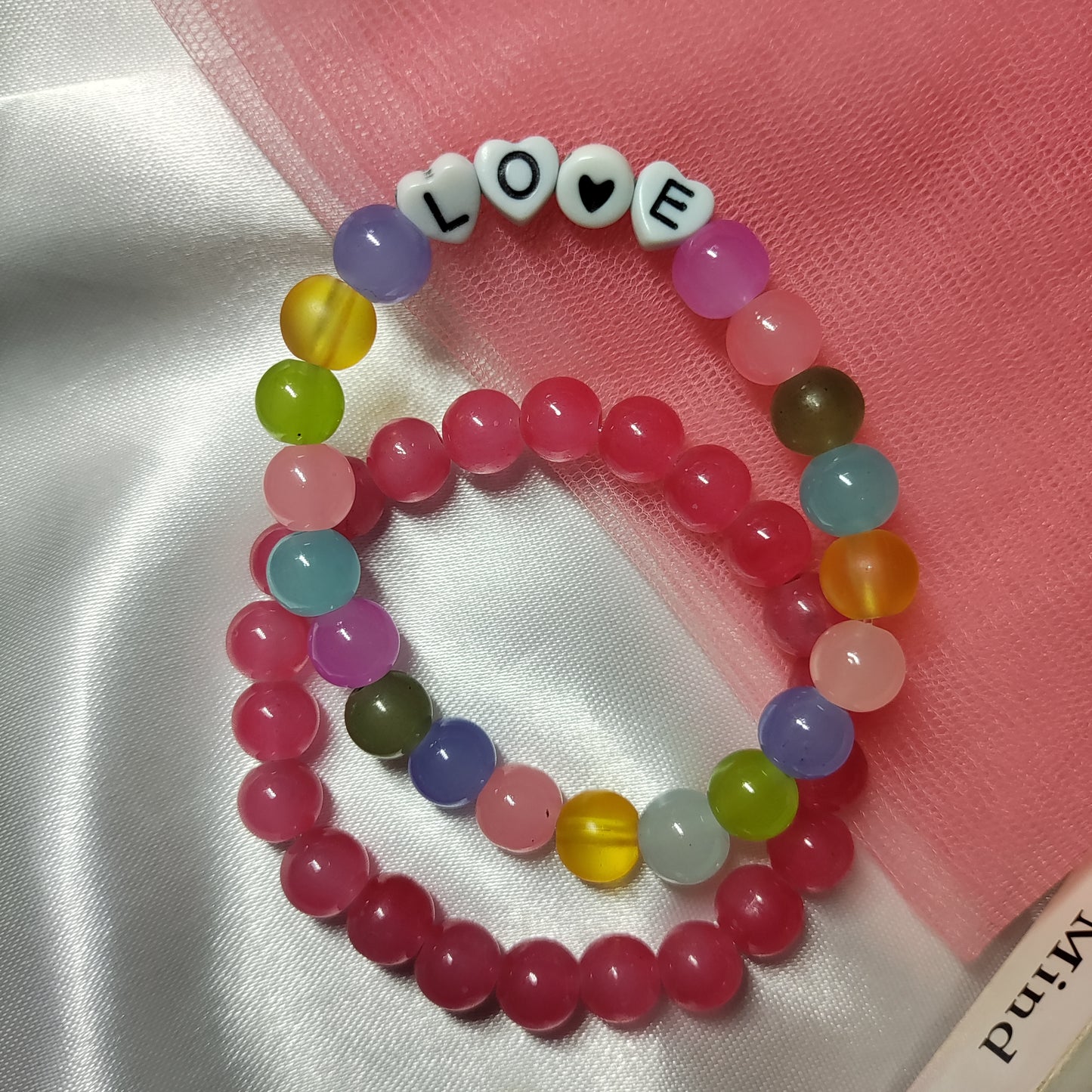 Red with multi colour love bracelet