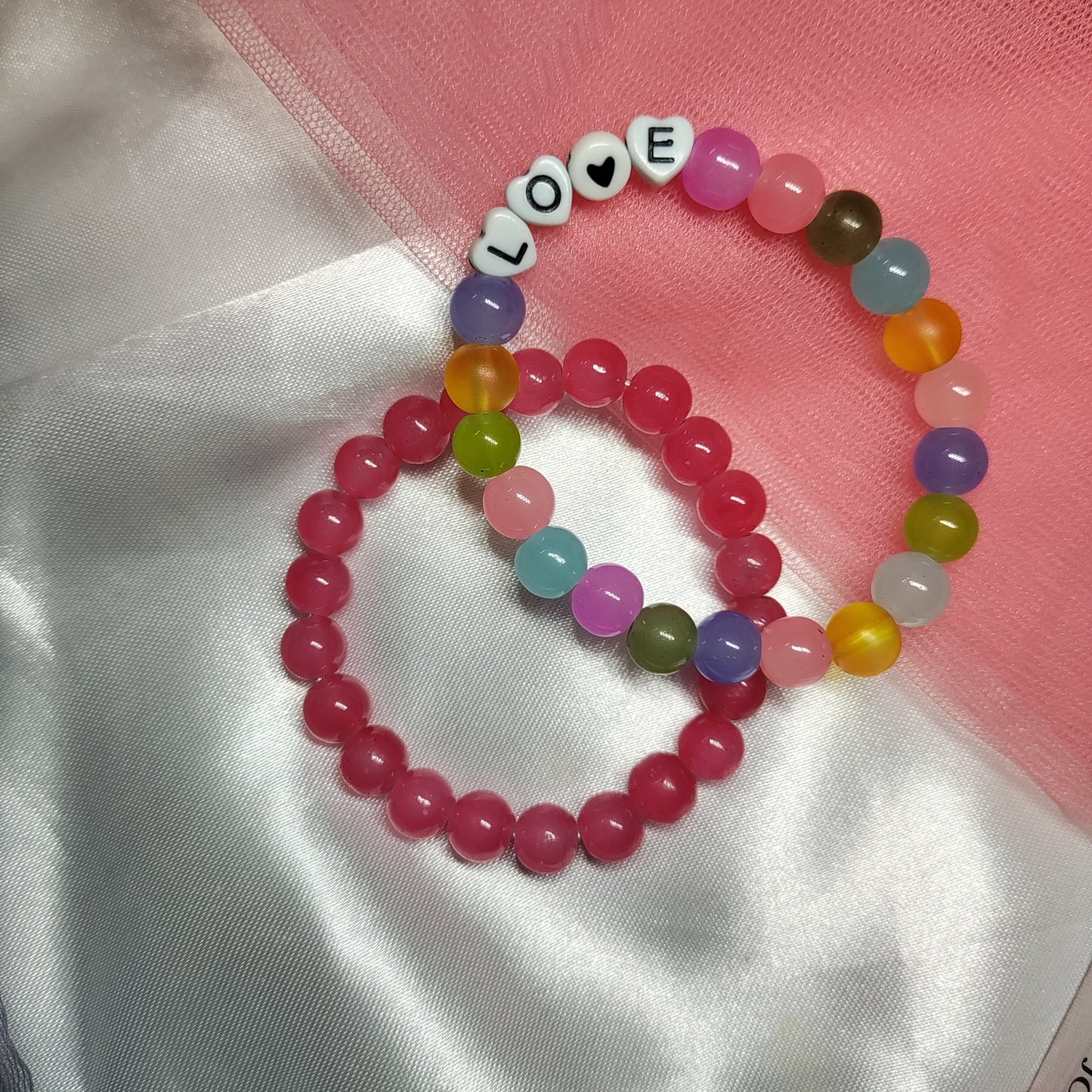 Red with multi colour love bracelet