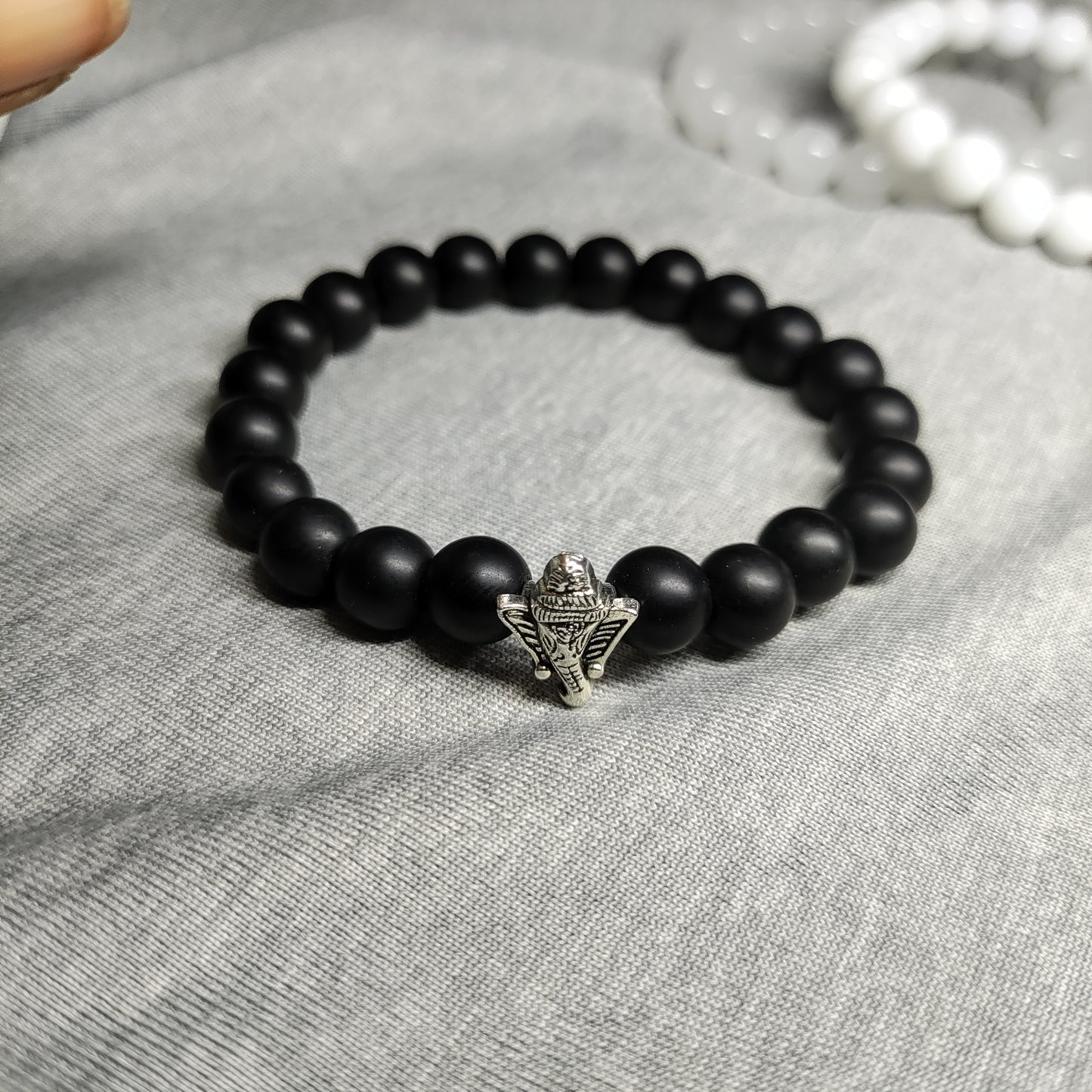 Ganesh black bead bracelet