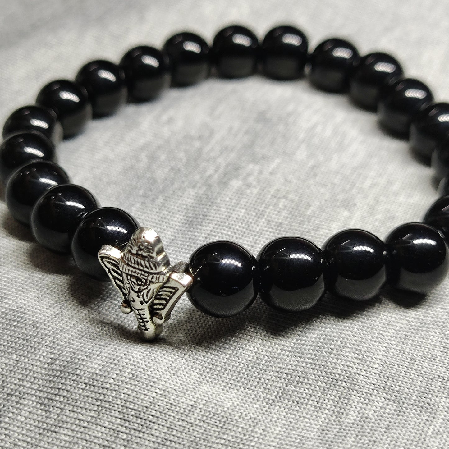 Ganesh black bead bracelet