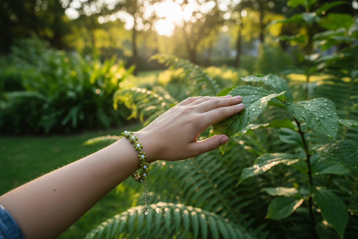 Green with White dot beads bracelet