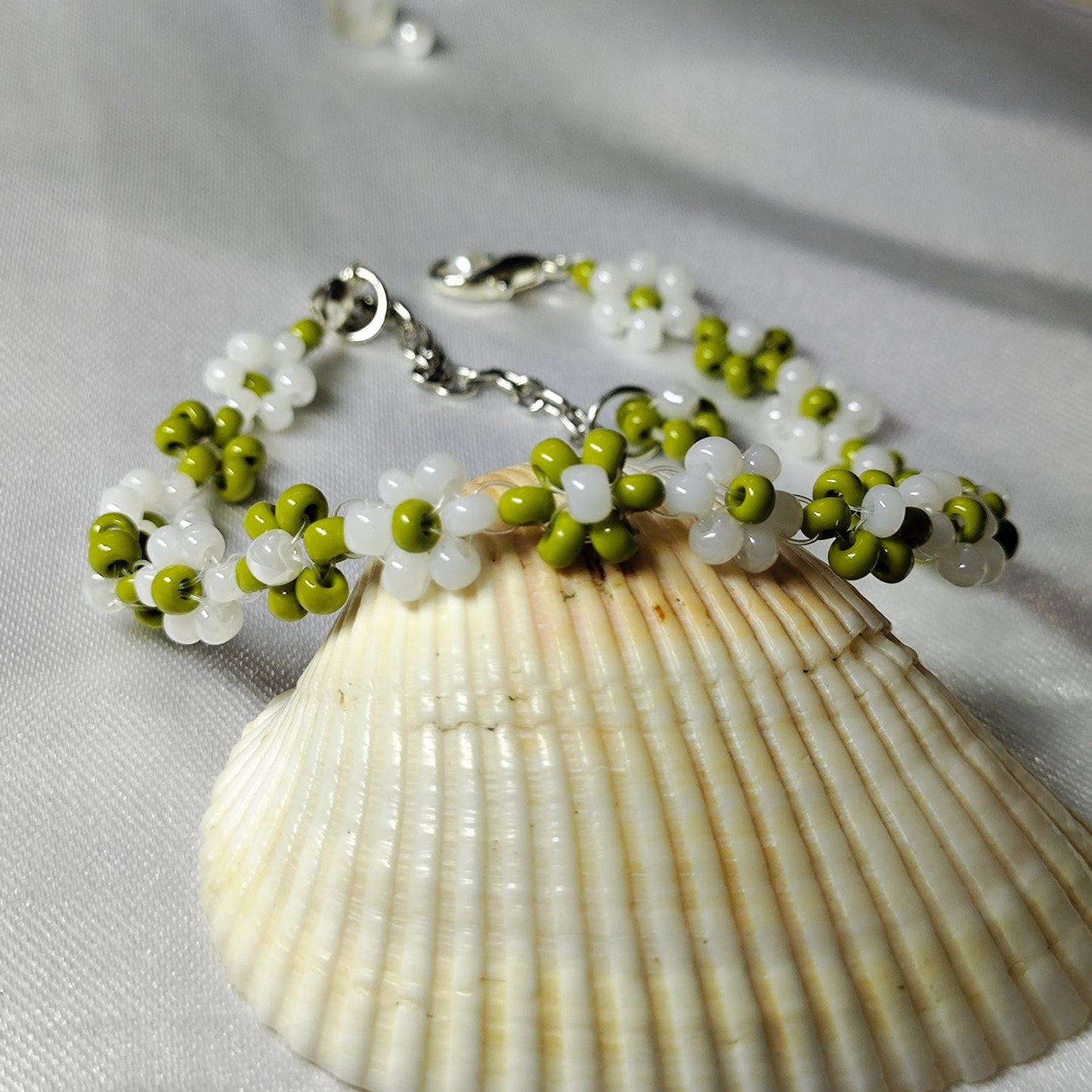 White and Green colour flower bracelet