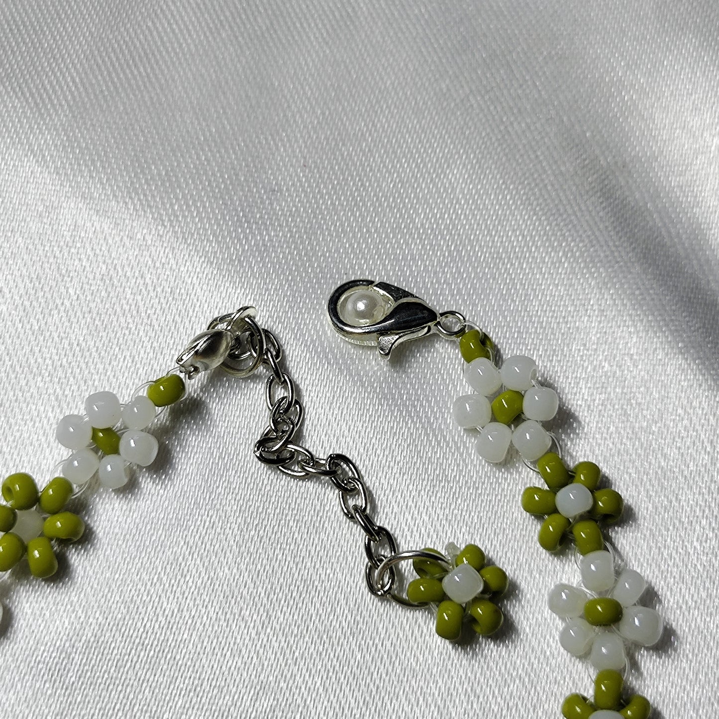 White and Green colour flower bracelet