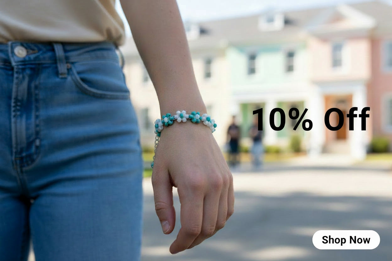 White and blue colour flower bracelet