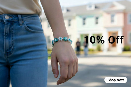 White and blue colour flower bracelet